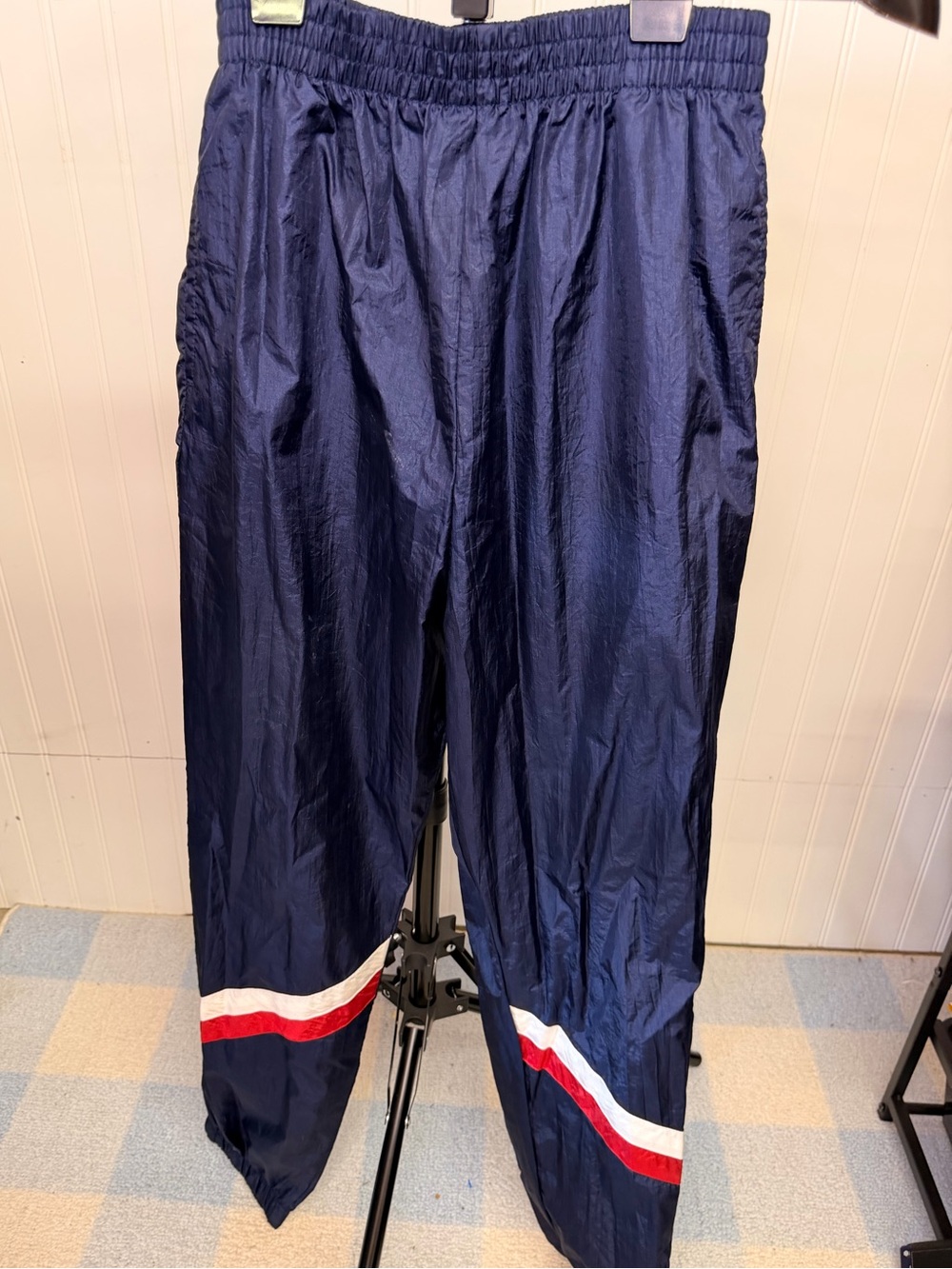 Women's Navy Track Joggers with Red & White Leg Stripes